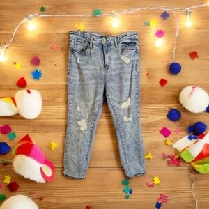 EUC Judy Blue Acid Wash Distressed Denim Boyfriend Cut Jeans Size 13/31